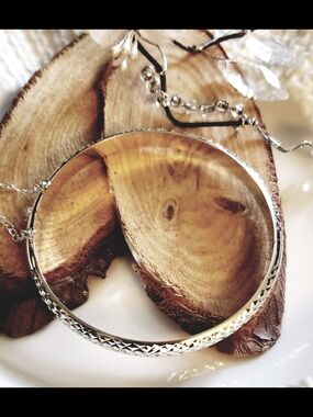 Sterling Silver .925 Bangle With Closure And Chain 7" or 2.5"